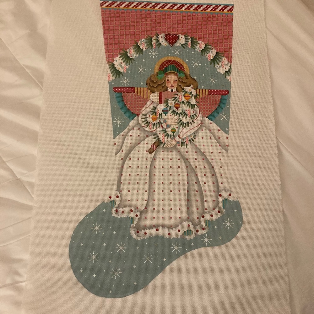 Melissa Shirley Needlepoint Canvas Christmas Angel Stocking